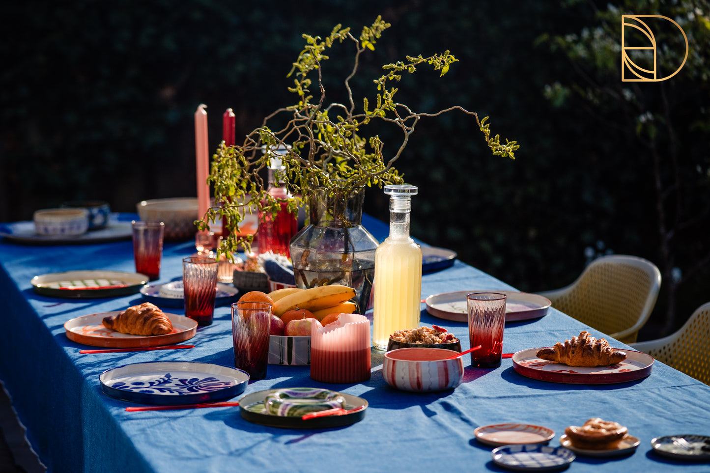 Handbeschilderd bord groot Blauw/Groen