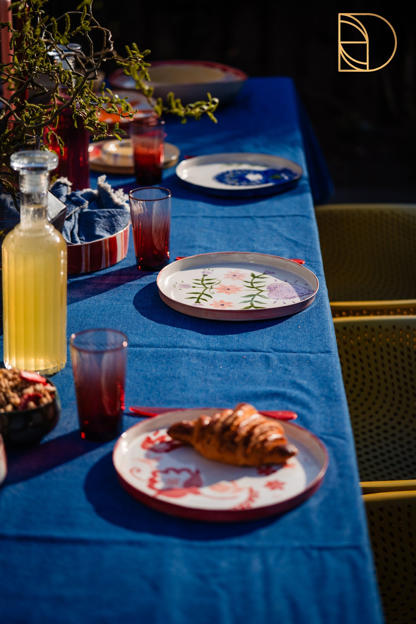 Handbeschilderd bord groot Blauw/Groen