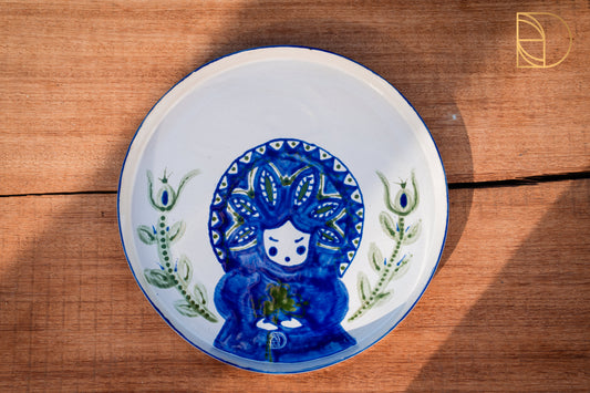 Handbeschilderd bord groot Blauw/Groen