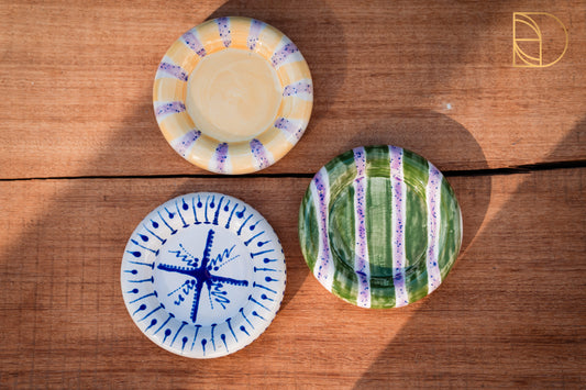 Handbeschilderd donutbordje XS Blauw