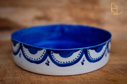 Handbeschilderde schaal medium Blauw