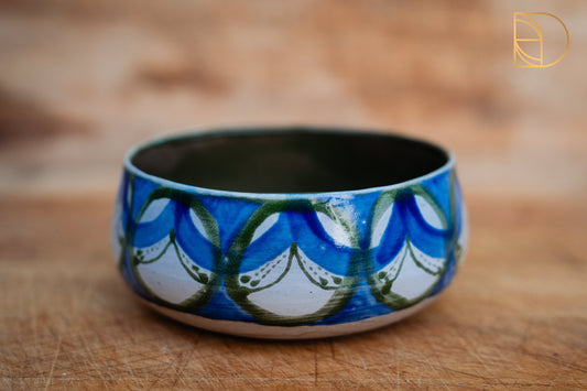 Handbeschilderd schaaltje small Blauw/Groen