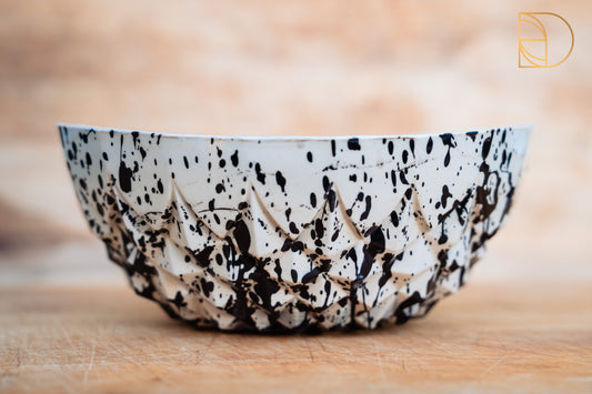 Diamant schaal medium spikkel zwart/creme