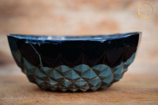 Diamant schaal medium Zwart/groen/creme